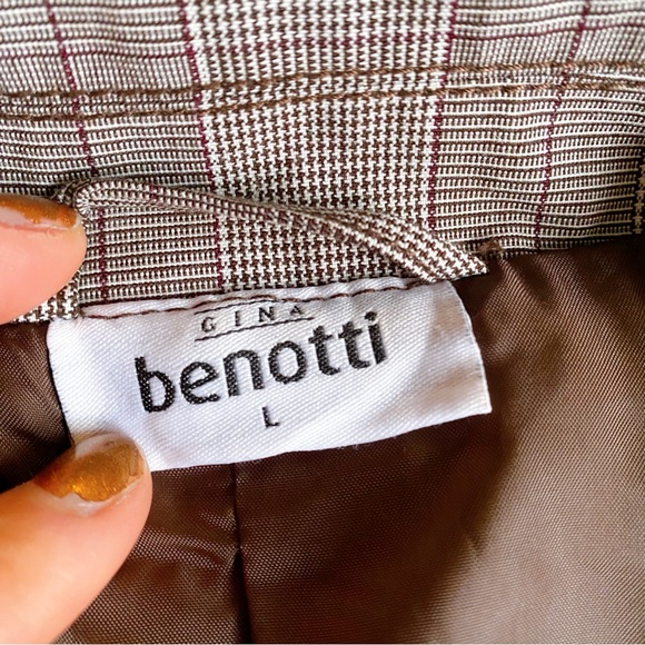 🍂 GINA BENOTTI BROWN GREY PLAID BLAZER JACKET! - Picture 12 of 13